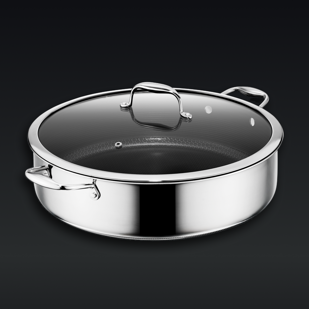 Hybrid Deep Sauté Pan with Lid, 10-QT