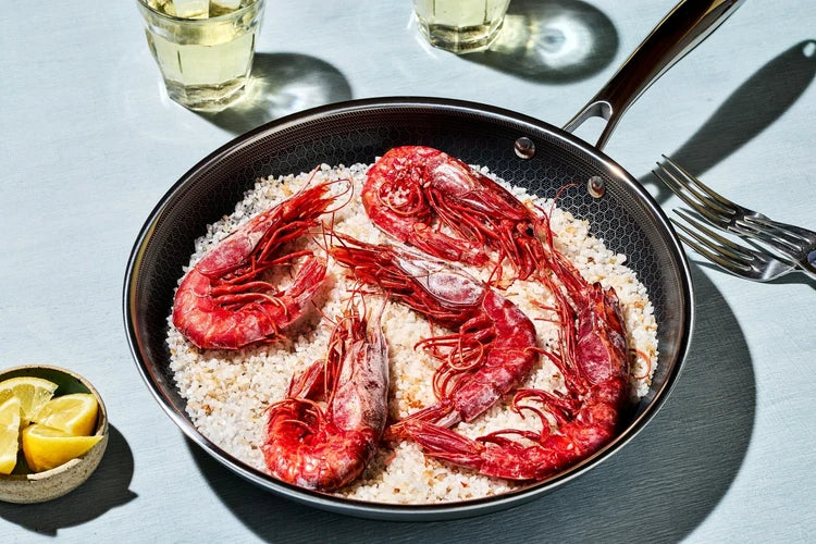 Red Prawns Cooked on a Bed of Salt